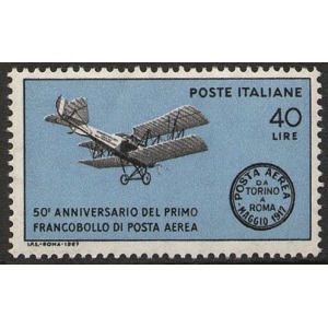 ITALIA - 1967 - 50° del primo francobollo di Posta Aerea al mondo - 1 v.