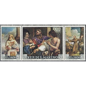SAN MARINO - 1967 - Dipinti del Guercino - 3 v. in trittico