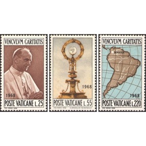 VATICANO - 1968 - Viaggio di Papa Paolo VI a Bogotà - 3 v.