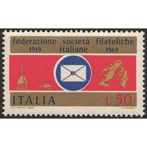 ITALIA - 1969 - 50° delle Società Filateliche - 1 v.