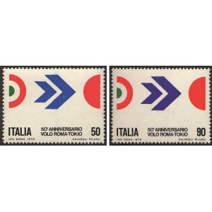 ITALIA - 1970 - 50° del volo Roma-Tokio - 2 v.