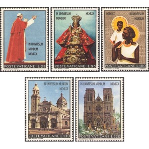 VATICANO - 1970 - Viaggio di Papa Paolo VI in Asia e Oceania - 5 v.