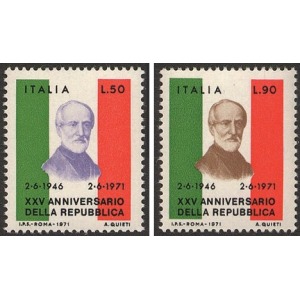 ITALIA - 1971 - 25° della Repubblica - 2 v.