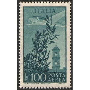 ITALIA - 1971 - Posta Aerea: Torre del Campidoglio 100 L. su carta fluorescente - 1 v.