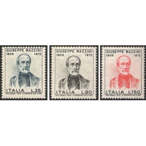 ITALIA - 1972 - 100° della morte di Giuseppe Mazzini - 3 v.