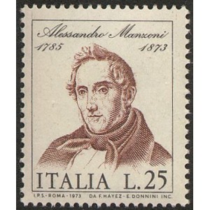 ITALIA - 1973 - 100° della morte di Alessandro Manzoni - 1 v.
