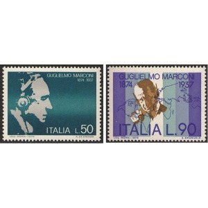ITALIA - 1974 - 100° della nascita di Guglielmo Marconi - 2 v.