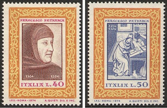 1974 600° della morte di Francesco Petrarca 2 v. Italia ITALIA - 1974 - 600° della morte di Francesco Petrarca - 2 v.