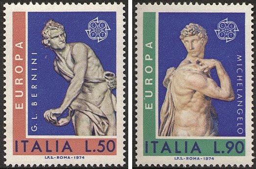 1974 Europa Sculture 2 v. Italia ITALIA - 1974 - Europa: Sculture - 2 v.