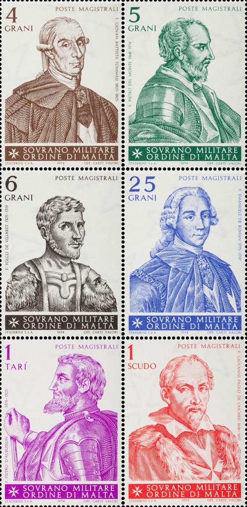1974 Gran Maestri dell Ordine 6 v. S.M.O.M. SMOM S.M.O.M. - 1974 - Gran Maestri dell'Ordine - 6 v.