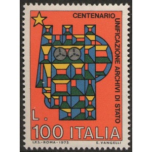 ITALIA - 1975 - 100° dell'unificazione degli Archivi di Stato - 1 v.