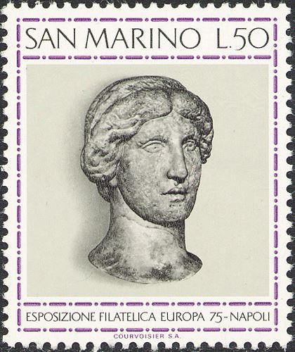1975 15° mostra del francobollo Europa a Napoli 1 v. San Marino SAN MARINO - 1975 - 15° mostra del francobollo Europa a Napoli - 1 v.