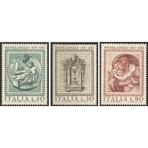 ITALIA - 1975 - 500° della nascita di Michelangelo Buonarroti - 3 v.