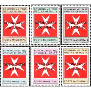 S.M.O.M. - 1975 - Segnatasse: Croce di Malta soprast. Segnatasse e valore - 6 v.