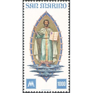 SAN MARINO - 1977 - 100° dei primi francobolli di San Marino 1.000 L. - 1 v. da BF