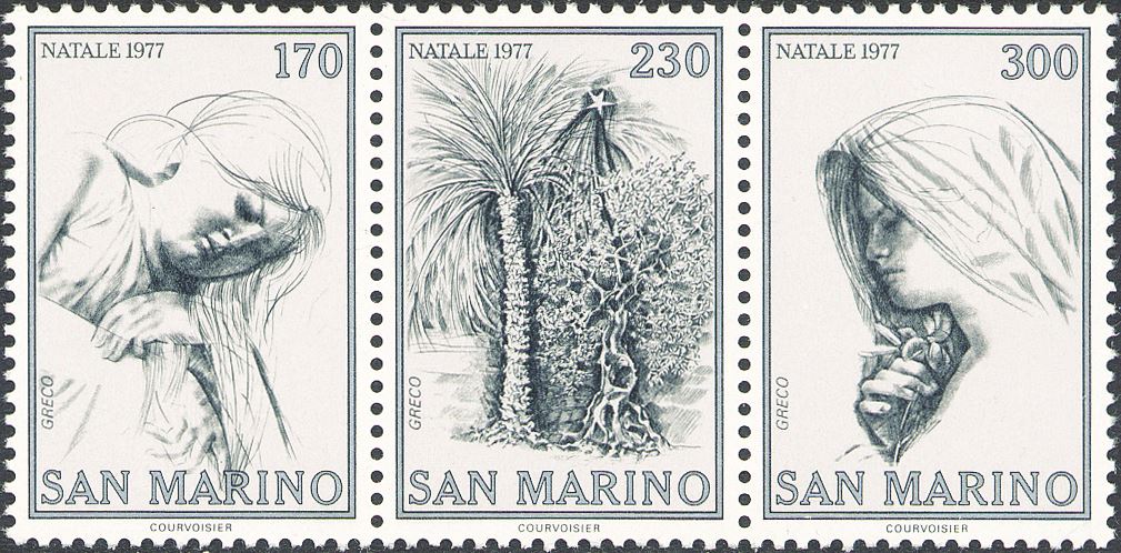 1977 Natale 3 v. in trittico San Marino SAN MARINO - 1977 - Natale - 3 v. in trittico