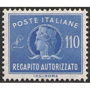 ITALIA - 1977 - Recapito Autorizzato: Italia Turrita formato ridotto 110 L. (fil. stelle) - 1 v.