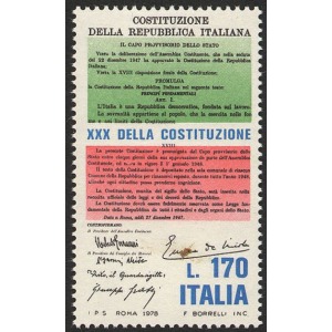 ITALIA - 1978 - 30° della Costituzione - 1 v.