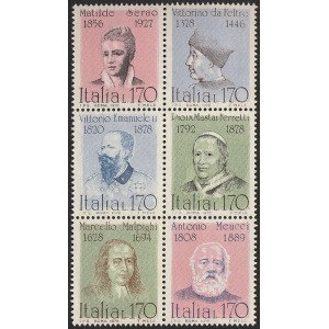ITALIA - 1978 - Personaggi illustri - 6 v. in blocco