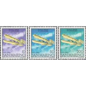 SAN MARINO - 1978 - Posta Aerea: 75° del primo volo dei a motore dei fratelli Wright - 3 v.