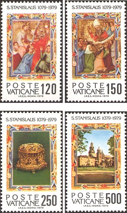 1979 900° del martirio di San Stanislao 4 v. Vaticano VATICANO - 1979 - 900° del martirio di San Stanislao - 4 v.