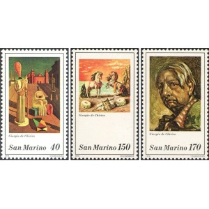 SAN MARINO - 1979 - Anniversario della morte di Giorgio De Chirico - 3 v.