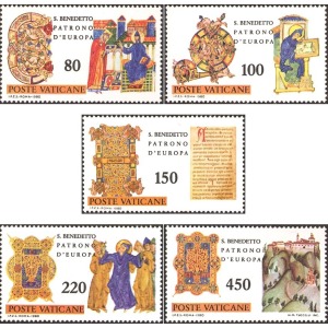 VATICANO - 1980 - 1500° della nascita di San Benedetto da Norcia, Patrono d'Europa - 5 v.