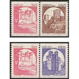 ITALIA - 1980 - Castelli d'Italia per distributori automatici 30+120 L. e 30+170 L. - 4 v. in 2 coppie