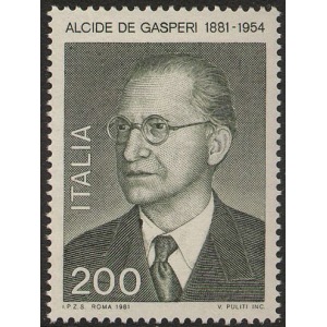 ITALIA - 1981 - 100° della nascita di Alcide De Gasperi - 1 v.