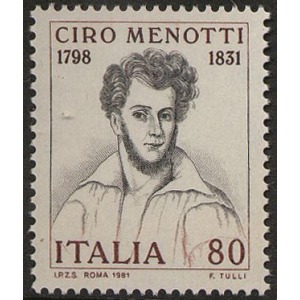 ITALIA - 1981 - 150° della morte di Ciro Menotti - 1 v.
