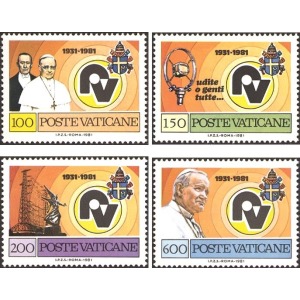 VATICANO - 1981 - 50° della Radio vaticana - 4 v.