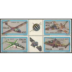 ITALIA - 1983 - Costruzioni aeronautiche III serie - 4 v. in blocco con 2 appendici