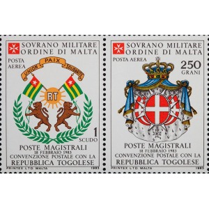 S.M.O.M. - 1983 - Posta Aerea: Convenzione postale con il Togo - 2 v. in coppia