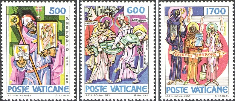1985 1100° della morte di San Metodio 3 v. Vaticano VATICANO - 1985 - 1100° della morte di San Metodio - 3 v.
