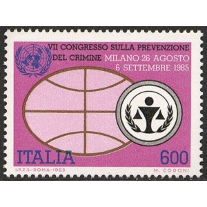 ITALIA - 1985 - 7° congresso dell'ONU sul crimine - 1 v.