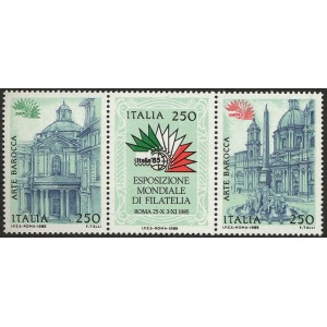 ITALIA - 1985 - Esposizione filatelica Italia '85 IV serie - 3 v. in trittico