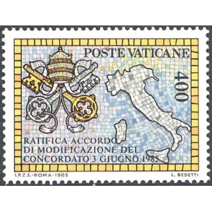 VATICANO - 1985 - Ratifica dell'accordo di modifica del Concordato - 1 v.