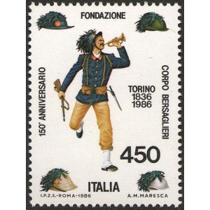 ITALIA - 1986 - 150° del Corpo dei Bersaglieri - 1 v.