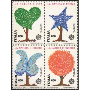 ITALIA - 1986 - Europa: Protezione della natura e ambiente - 4 v. in blocco