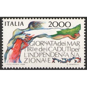 ITALIA - 1986 - Giornata dei Martiri e dei Caduti per l'indipendenza - 1 v.