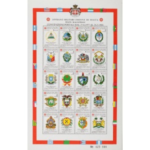 S.M.O.M. - 1986 - Posta Aerea: Stemmi delle nazioni con convenzione postale - 1 BF