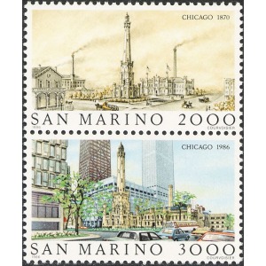SAN MARINO - 1986 - Vedute di Chicago - 2 v. in coppia