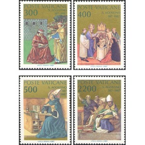 VATICANO - 1987 - 1600° della conversione e battesimo di Sant'Agostino - 4 v.