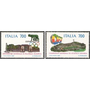 ITALIA - 1987 - Campionato mondiale di atletica leggera e Olimphilex '87 - 2 v.