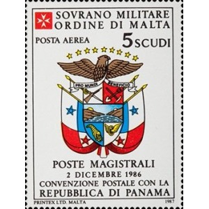 S.M.O.M. - 1987 - Posta Aerea: Convenzione postale con Panama - 1 v.