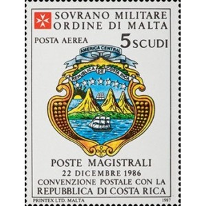 S.M.O.M. - 1987 - Posta Aerea: Convenzione postale con il Costa Rica - 1 v.