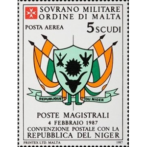 S.M.O.M. - 1987 - Posta Aerea: Convenzione postale con il Niger - 1 v.