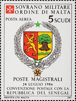 1987 Posta Aerea Convenzione postale con il Senegal 1 v. S.M.O.M. SMOM S.M.O.M. - 1987 - Posta Aerea: Convenzione postale con il Senegal - 1 v.