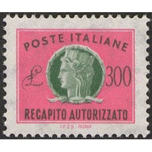 ITALIA - 1987 - Recapito Autorizzato: Italia Turrita formato ridotto 300 L. (fil. stelle) - 1 v.