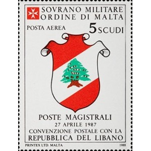 S.M.O.M. - 1988 - Posta Aerea: Convenzione postale con il Libano - 1 v.